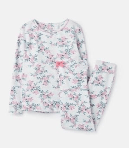 204649-BLUCREMDTS White pajama with floral print  96% cotton 4% elastane 1 through 12